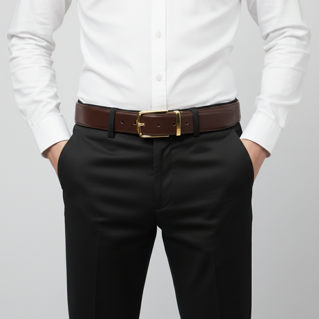 BELTLEY Brown Japanese Oak Vegetable-Tanned Leather Dress Belt-1.5"