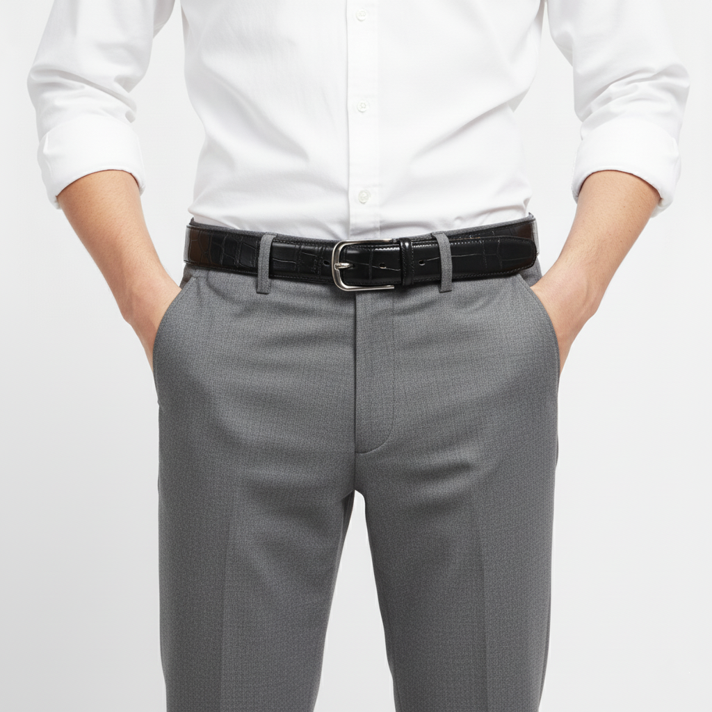 BELTLEY Artisan Crafted Black Crocodile Leather Belt – 1.38" | Unisex