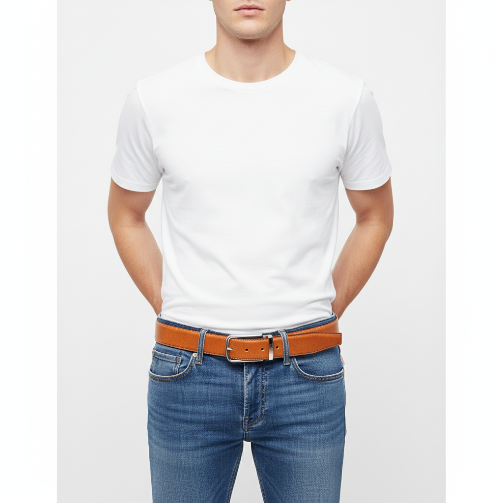 BELTLEY Premium Full-Grain Calfskin Leather Belt – 1.38” Orange | Unisex