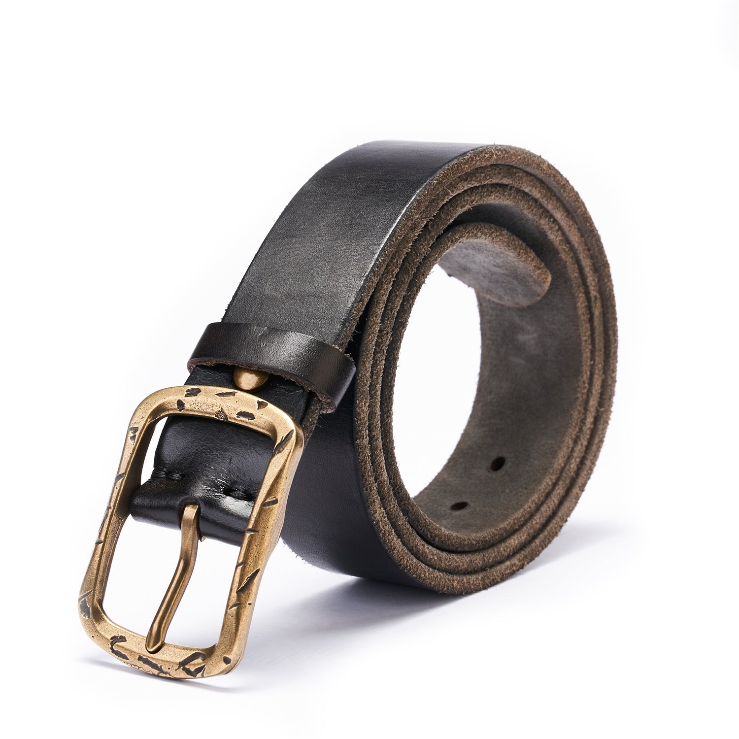 100% Full-Grain Leather Strap in Ironbloom Black, Raw-Edged Finish