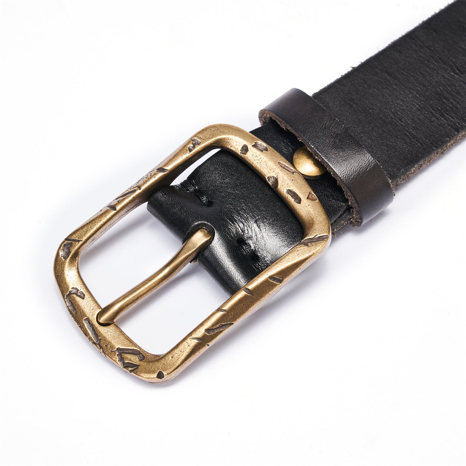 100% Full-Grain Leather Strap in Ironbloom Black, Raw-Edged Finish