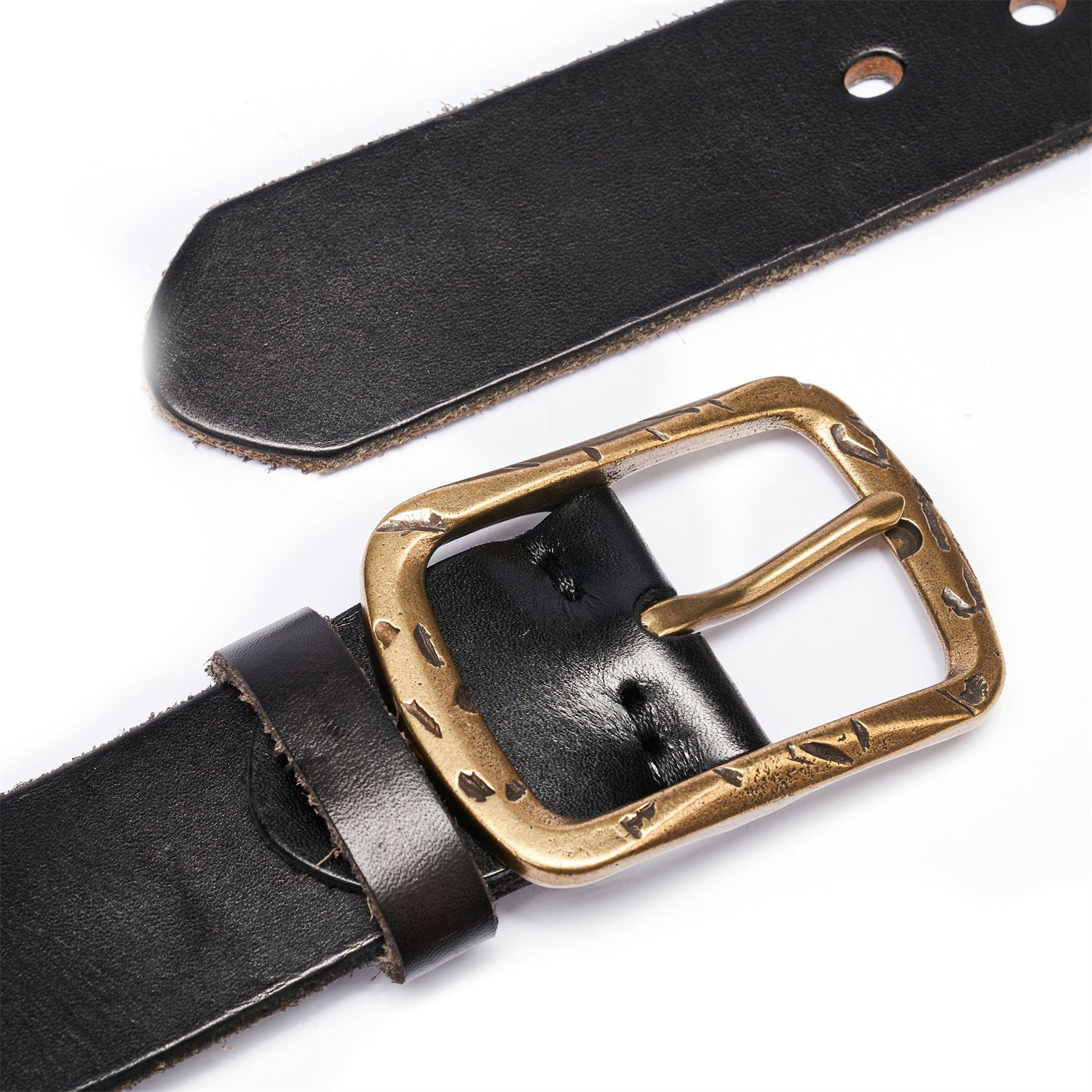 100% Full-Grain Leather Strap in Ironbloom Black, Raw-Edged Finish