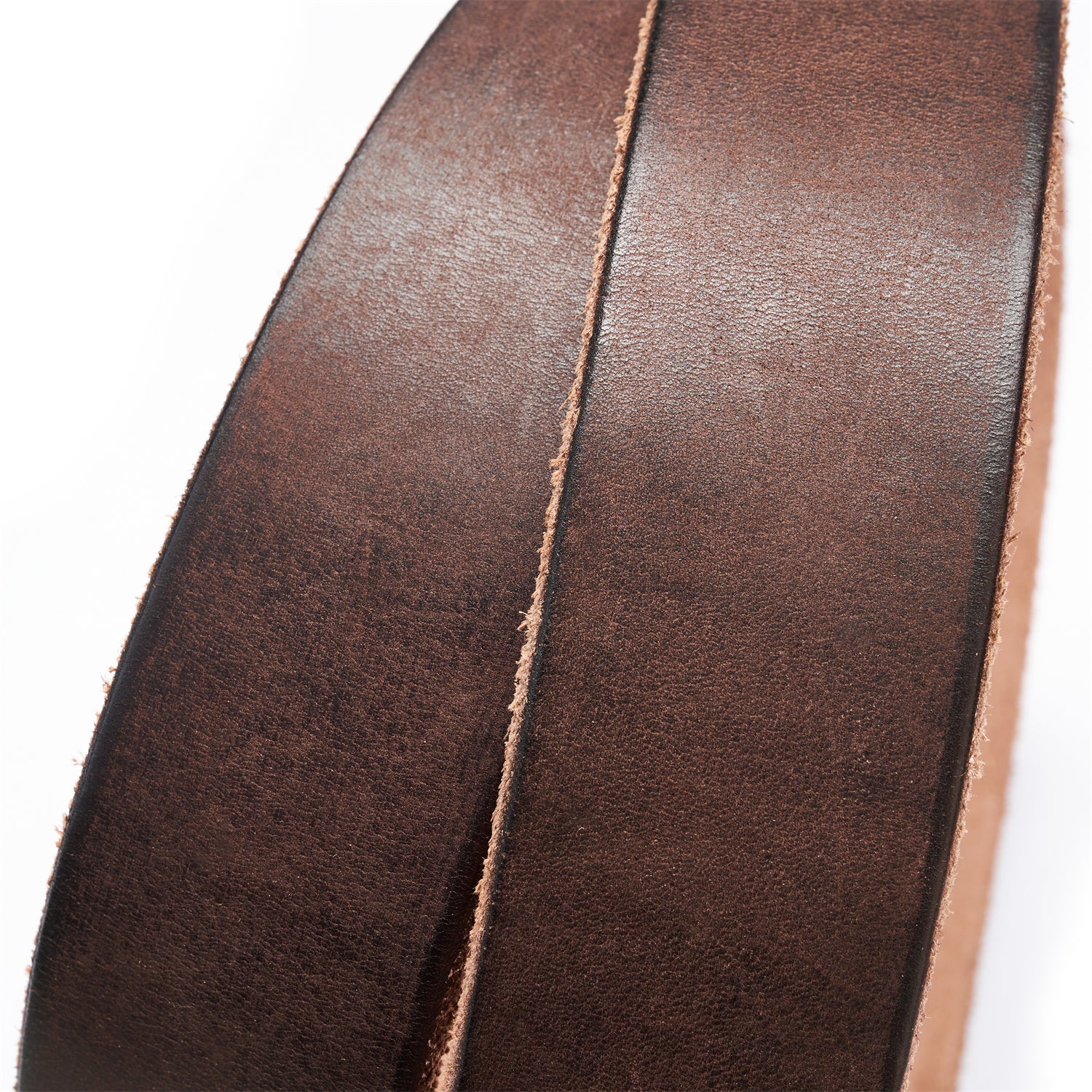 100% Full-Grain Leather Strap in Coffee Bean, Unfinished Raw Edge-1.5 inches