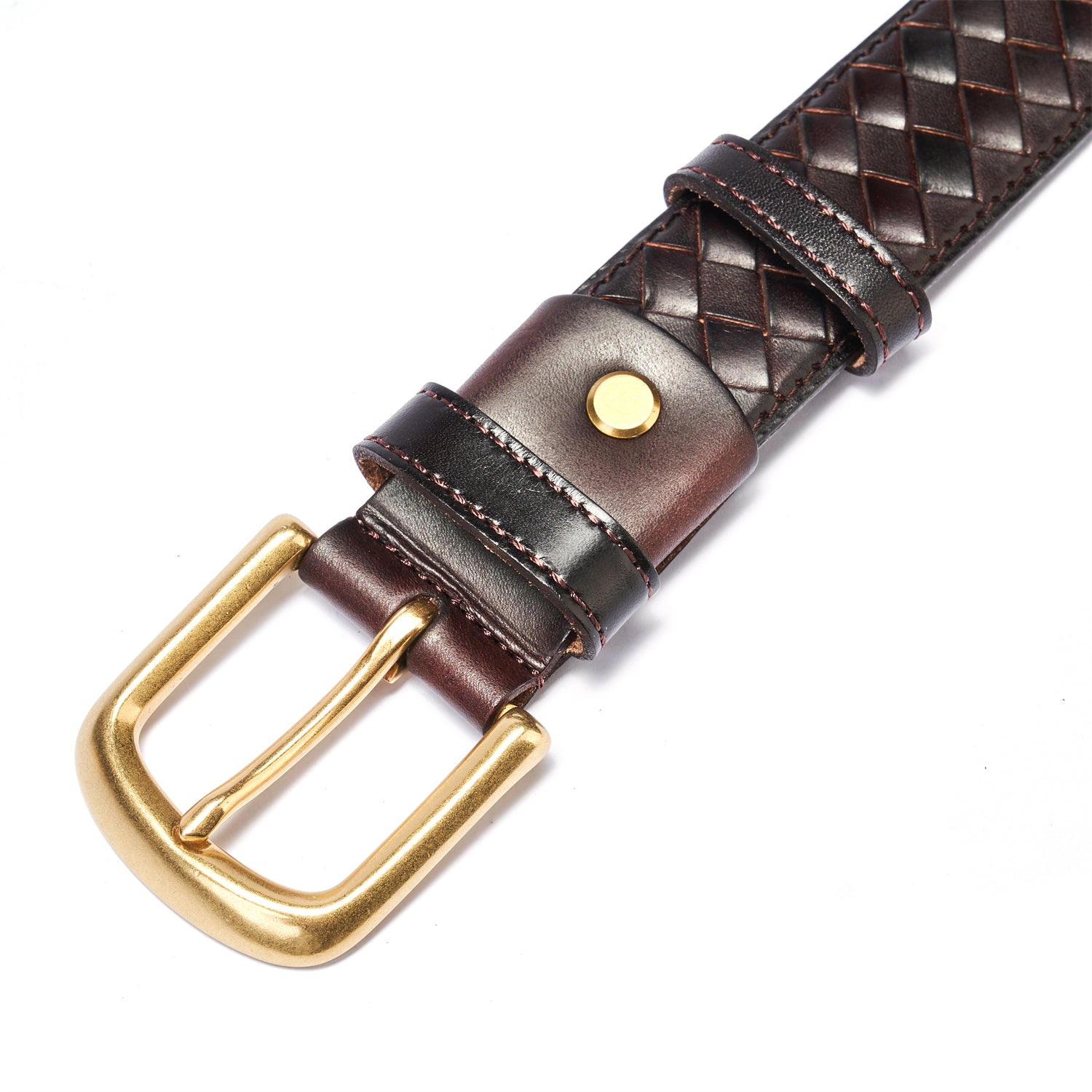 BELTLTEY Aged Café Noir Intrecciato-Style Leather Belt – 1.5 Inches