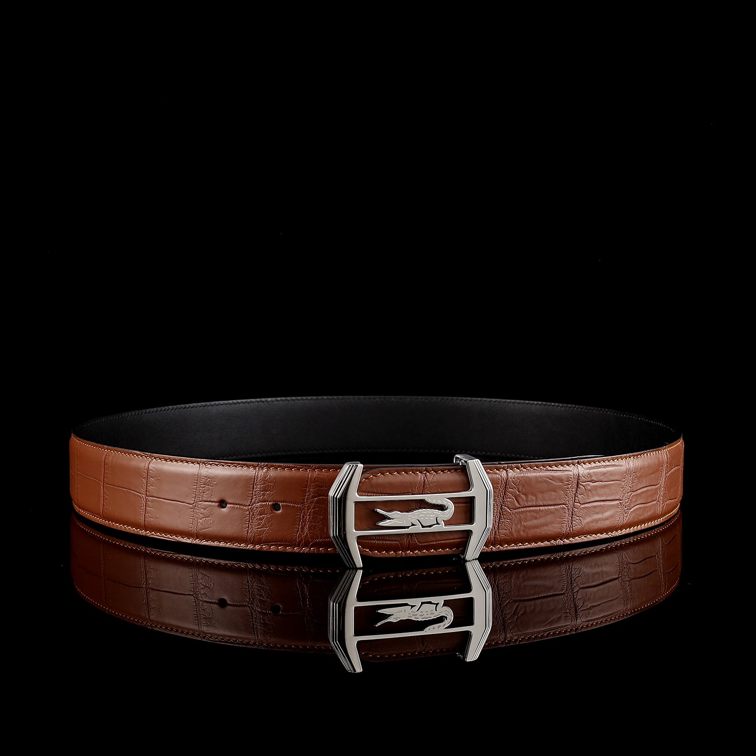 Authentic Crocodile Leather Belt for Men-Matte Finish — edge detail | BELTLEY