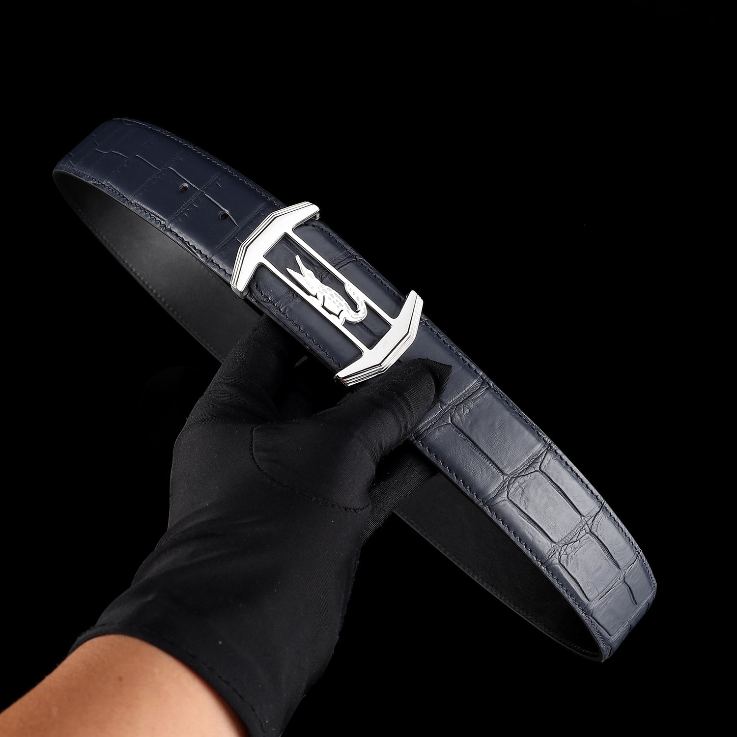 Authentic Crocodile Leather Belt for Men-Matte Finish — lay-flat view | BELTLEY