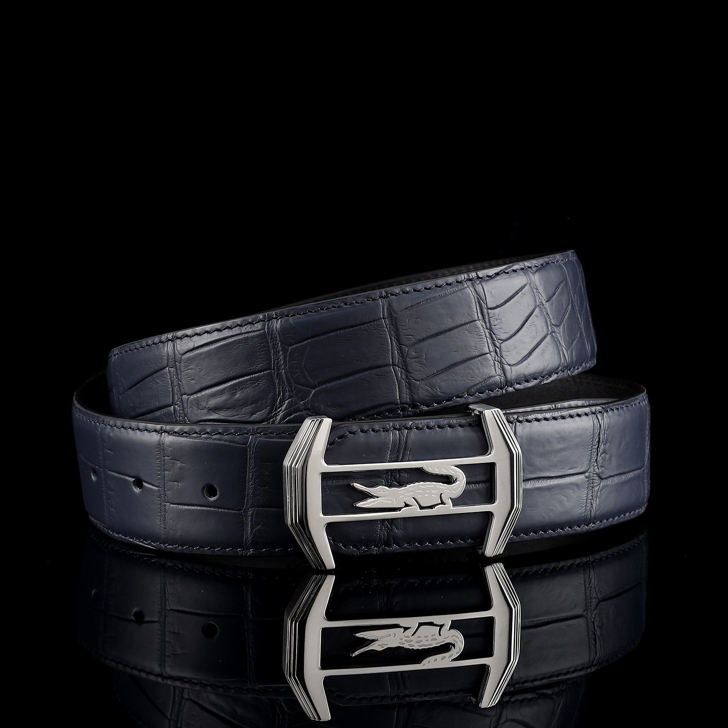 Authentic Crocodile Leather Belt for Men-Matte Finish — detail close-up | BELTLEY