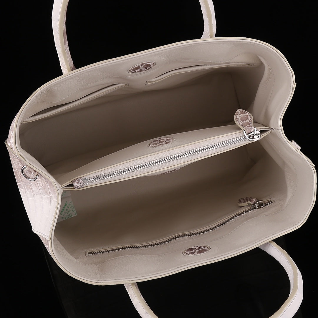 BELTLELY Himalayan White Nile Crocodile Hand Bag