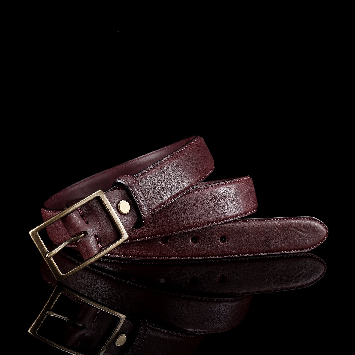 BELTLEY 1.38" Dark Purple Leather Belt for Men & Women