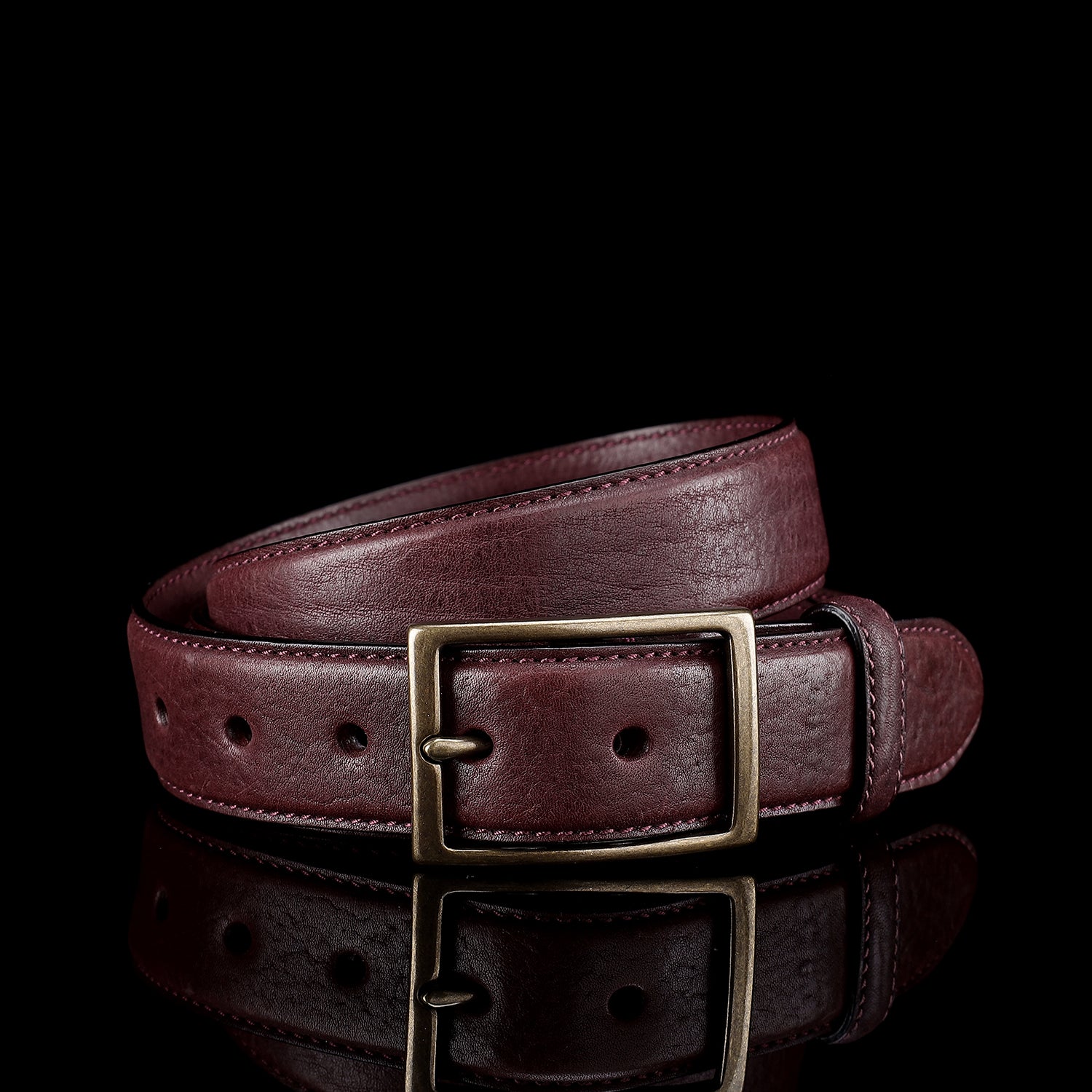 BELTLEY 1.38" Dark Purple Leather Belt for Men & Women