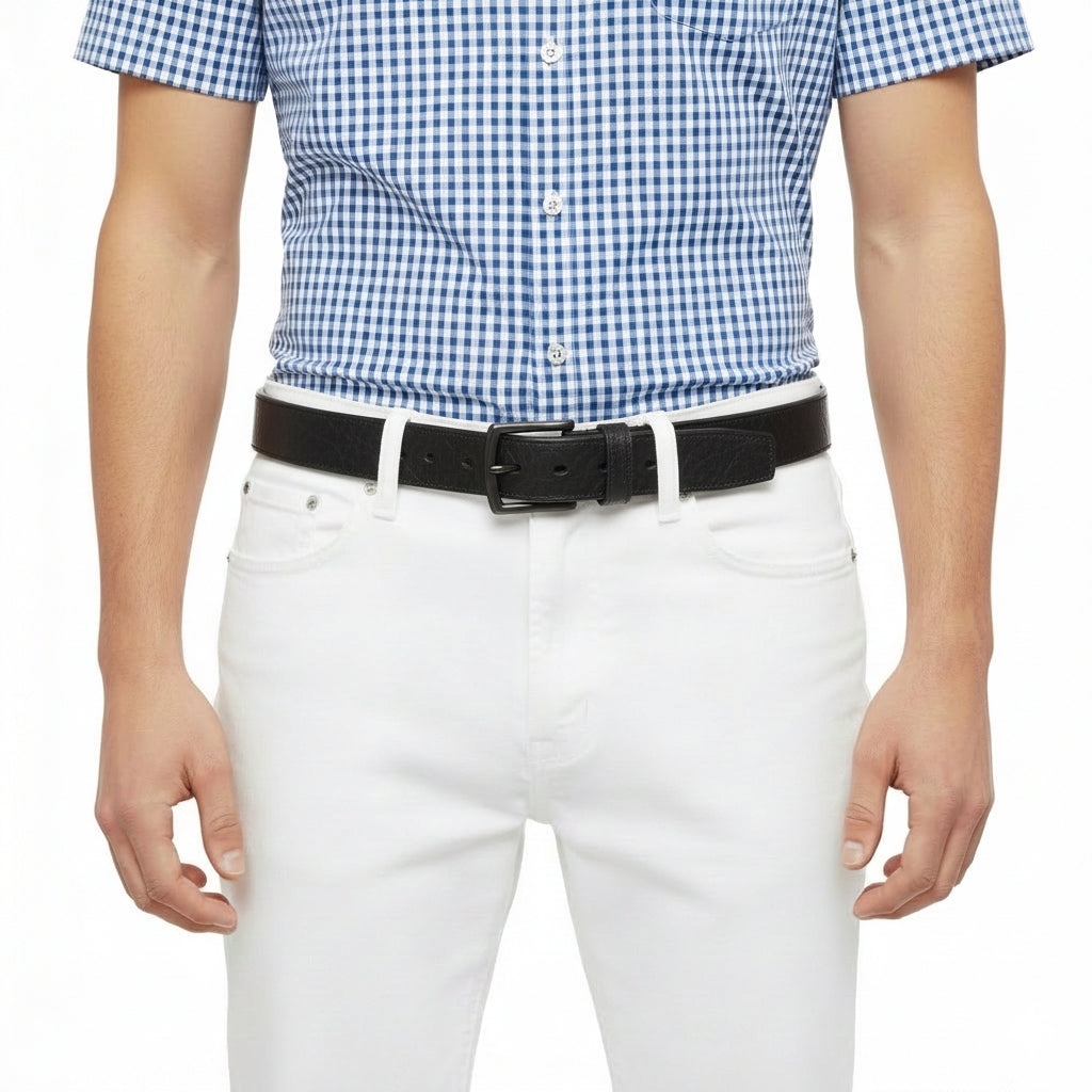 BELTLEY 1.5” Black Cowhide Casual Everyday Belt