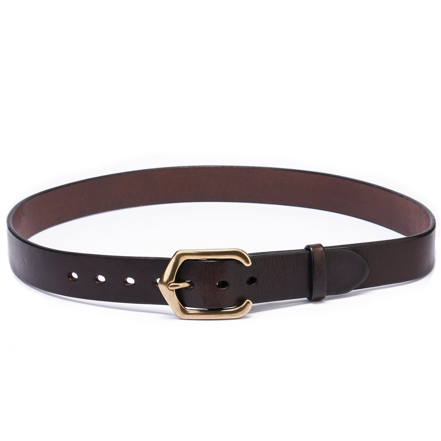 BELTLEY Architect Series Belt & Oxblood Black Leather With Patinated Brass Hardware