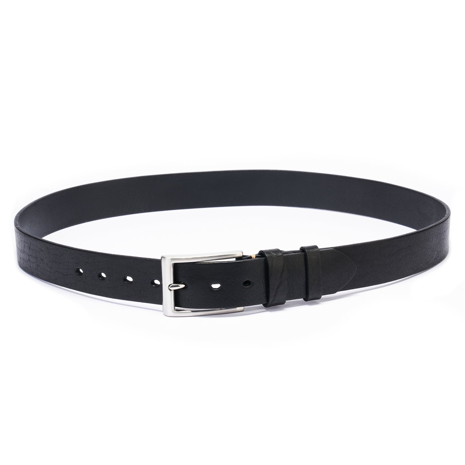 BELTLEY Black Everyday Leather Belt 1.5” - Full Grain SS Buckle