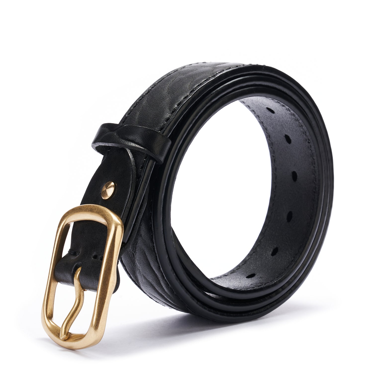 BELTLEY Black Heavy-Duty Full Grain Leather Rugged Belt