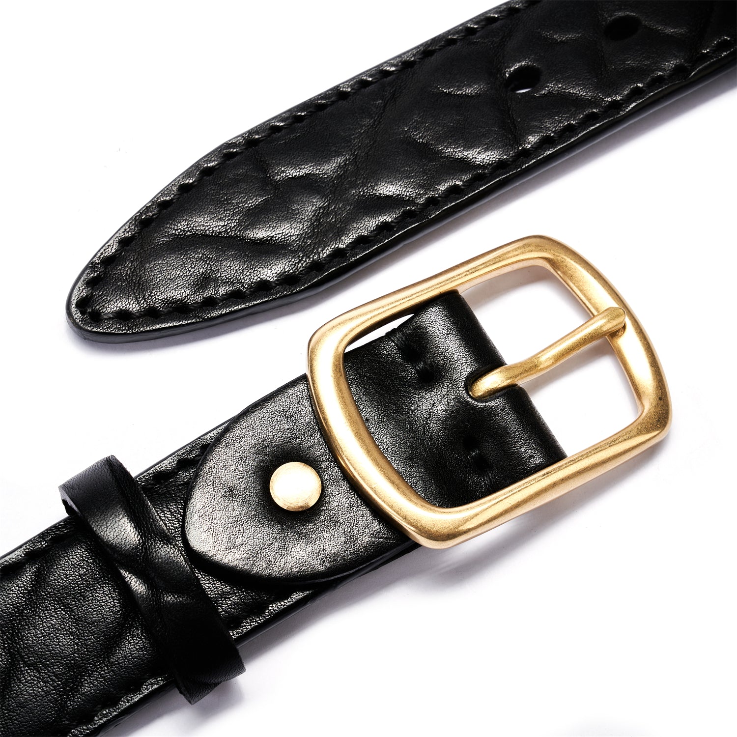 BELTLEY Black Heavy-Duty Full Grain Leather Rugged Belt