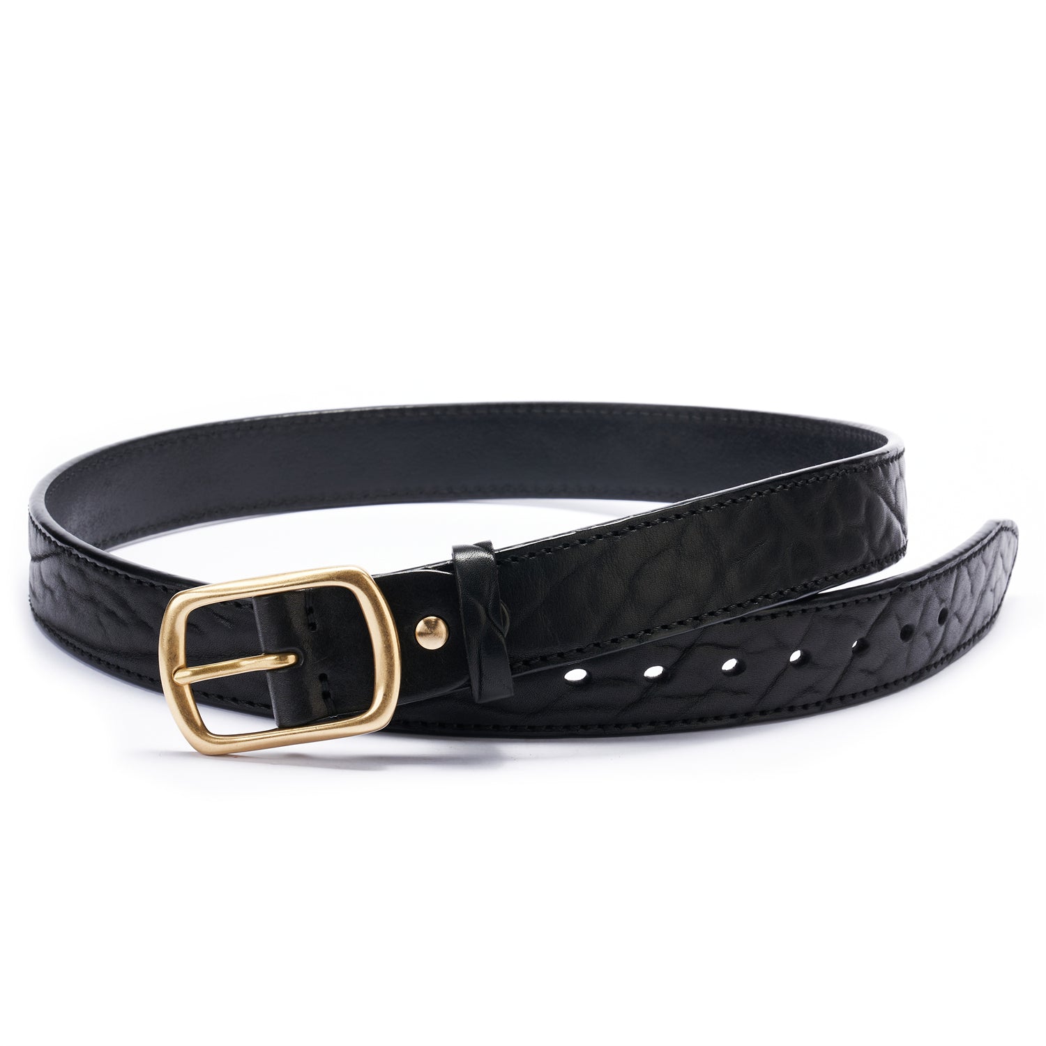 BELTLEY Black Heavy-Duty Full Grain Leather Rugged Belt
