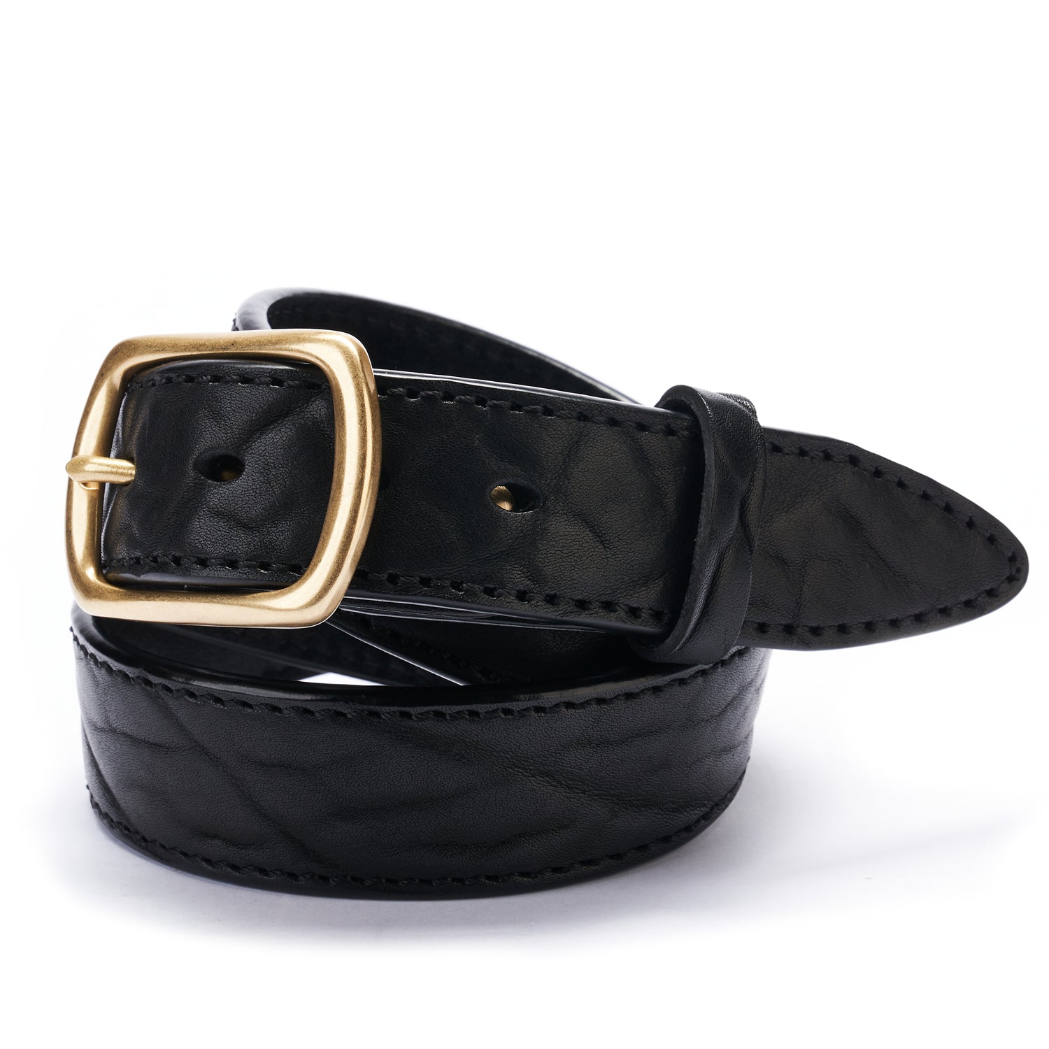 BELTLEY Black Heavy-Duty Full Grain Leather Rugged Belt