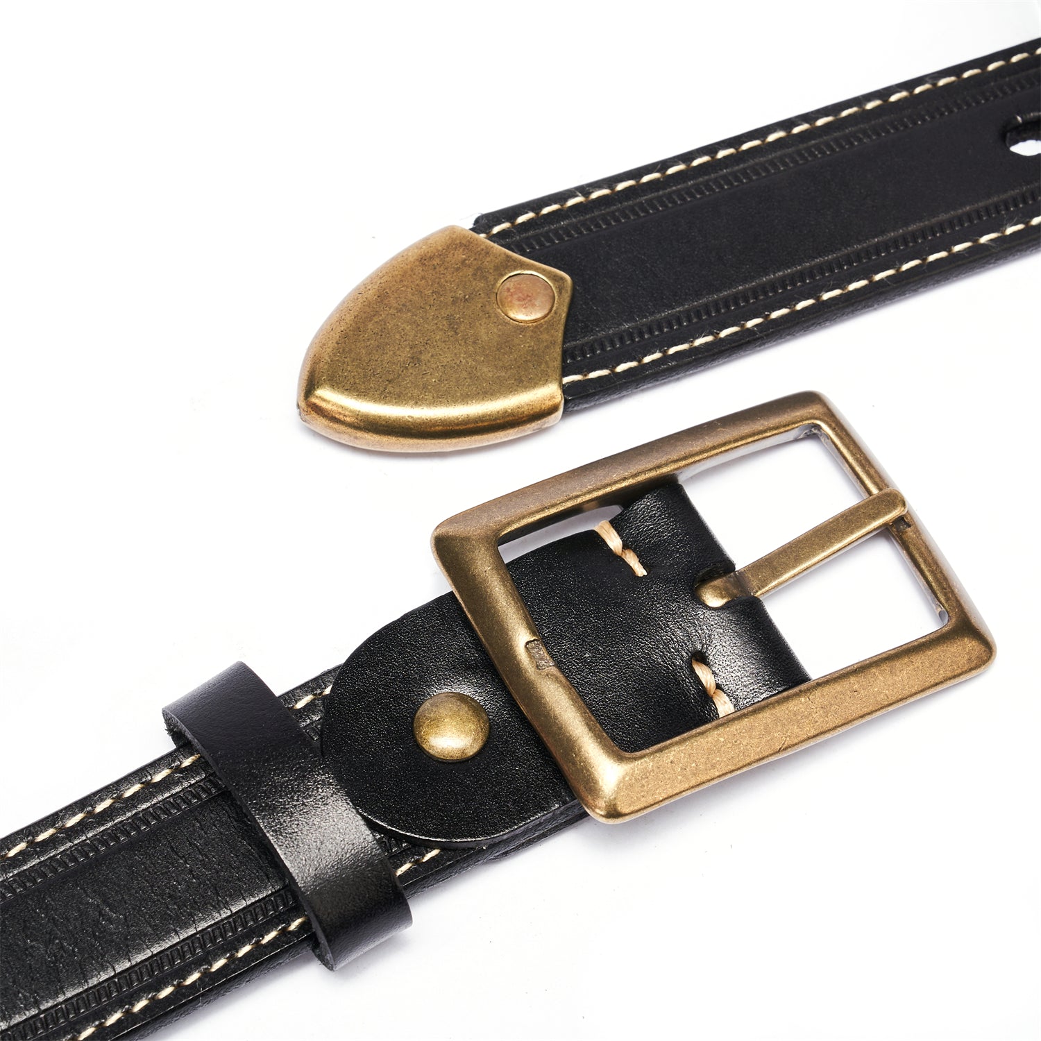 BELTLEY Black Heritage Statement Belt -Oxidizing Bronze Closure