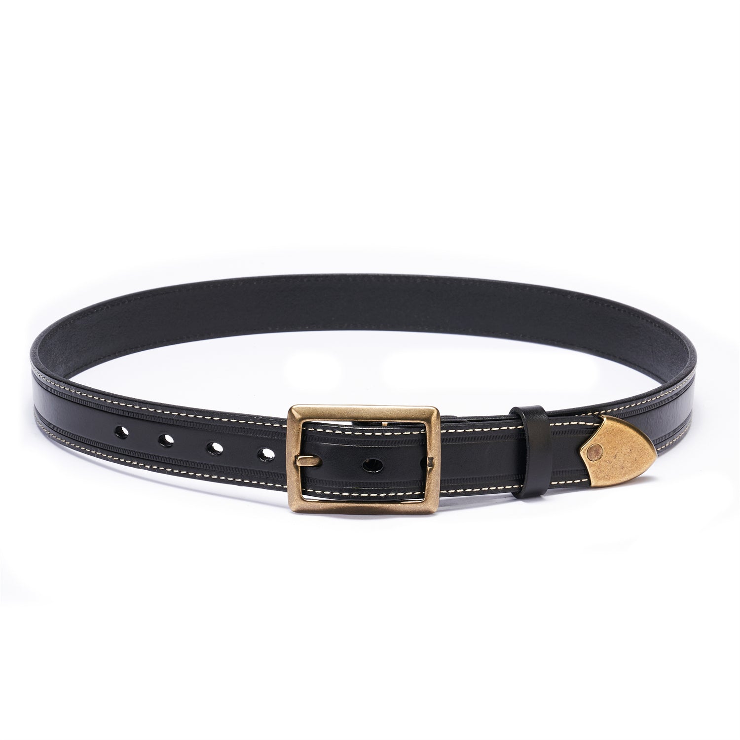 BELTLEY Black Heritage Statement Belt -Oxidizing Bronze Closure