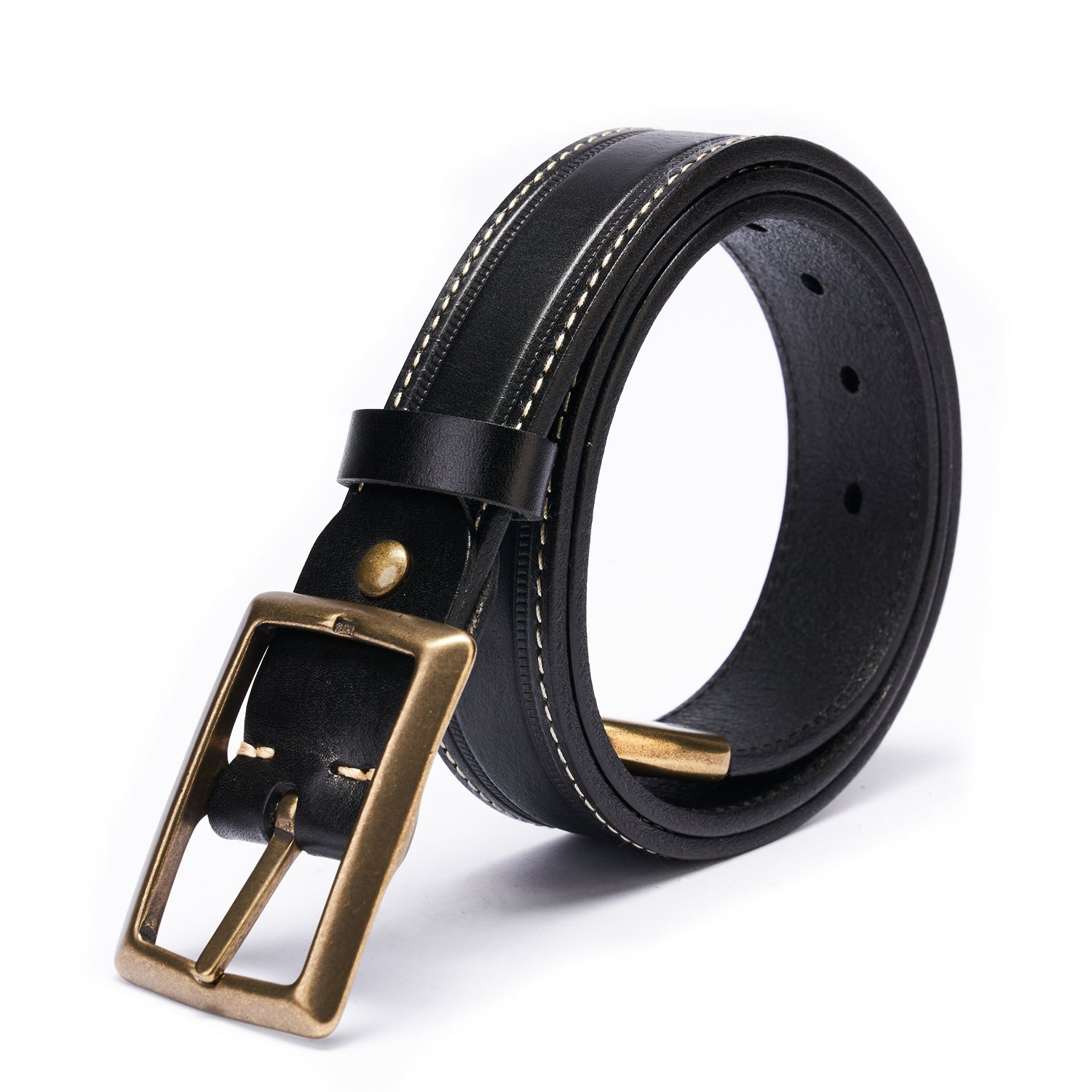 BELTLEY Black Heritage Statement Belt -Oxidizing Bronze Closure