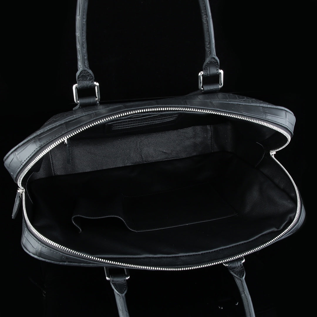 BELTLEY Black Matte Crocodile Briefcase | Real Crocodile Leather Business Bag