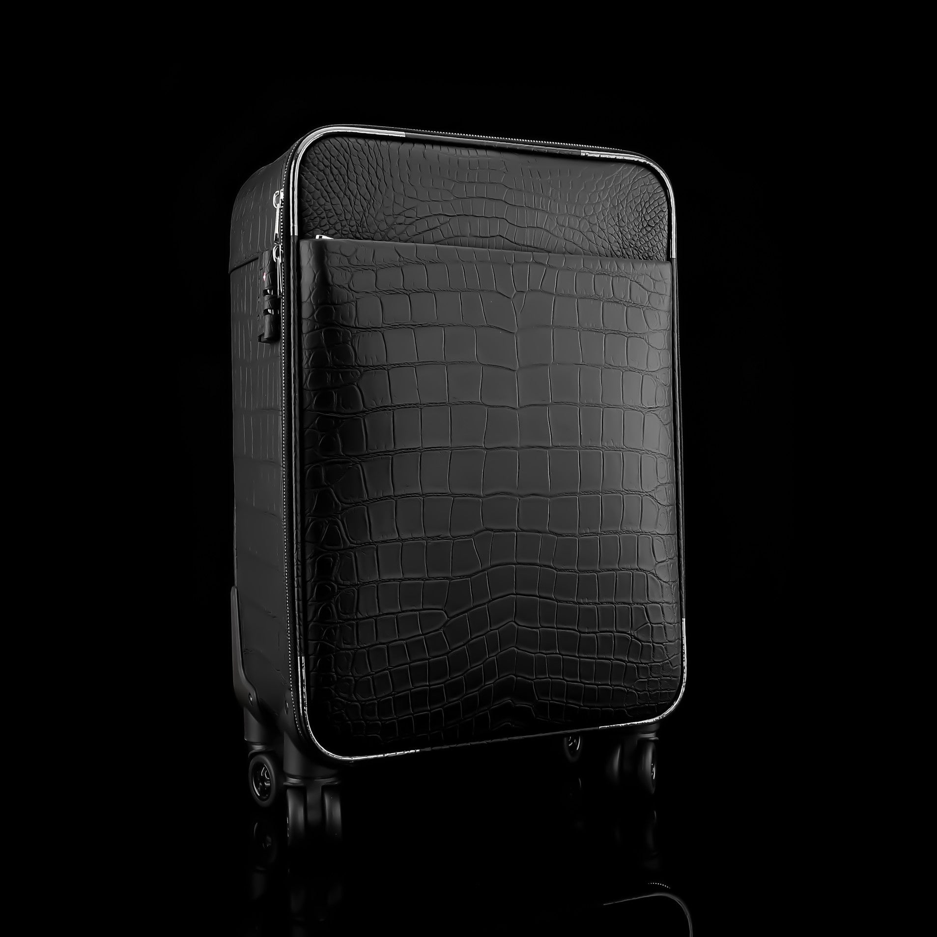 BELTLEY  Black  Matte Nile Crocodile Luggage 20 Inches