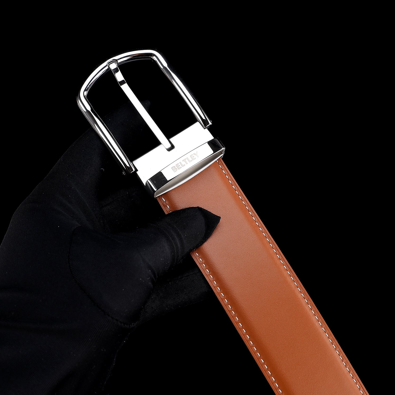 BELTLEY Bright Tan Smooth Leather Belt-Unisex