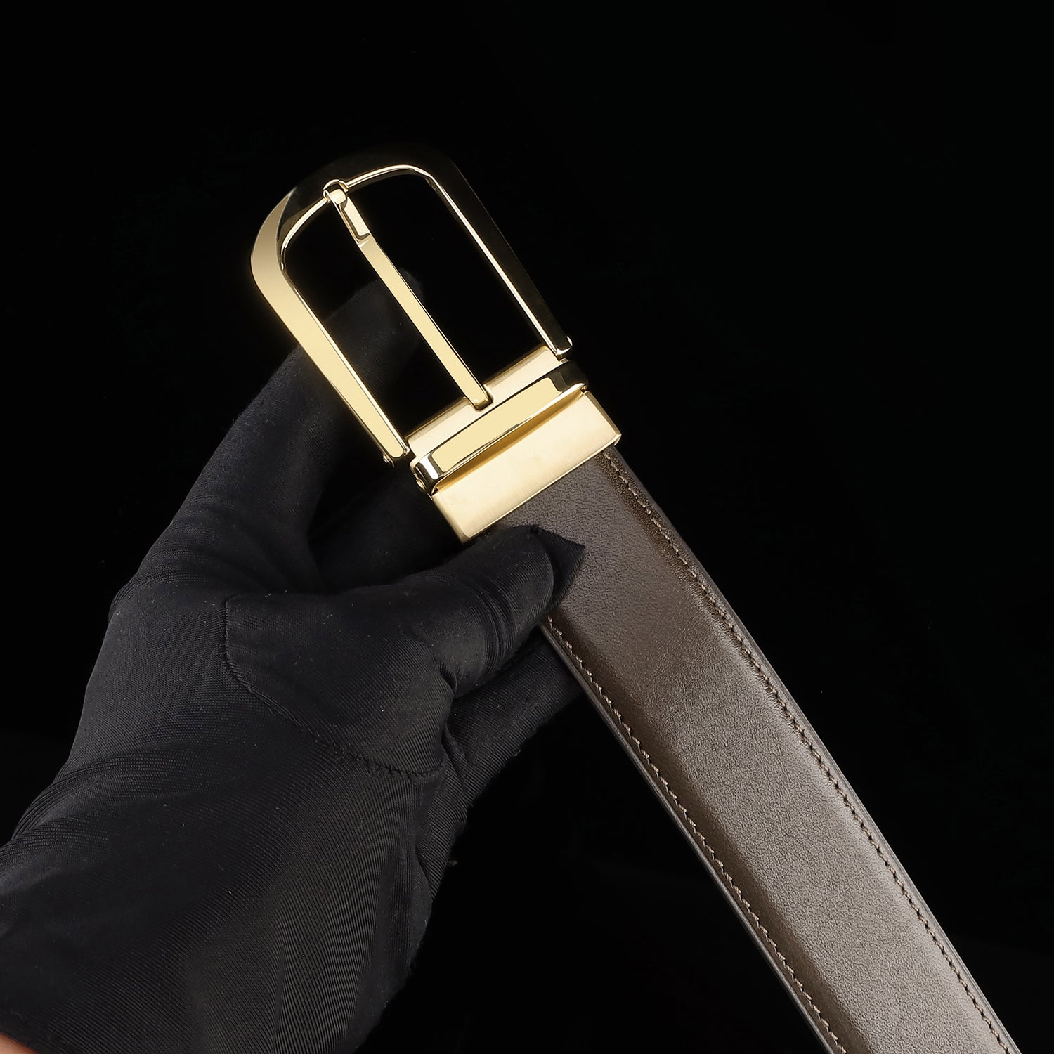 BELTLEY Brown Calfskin Dress Leather Belt For Men