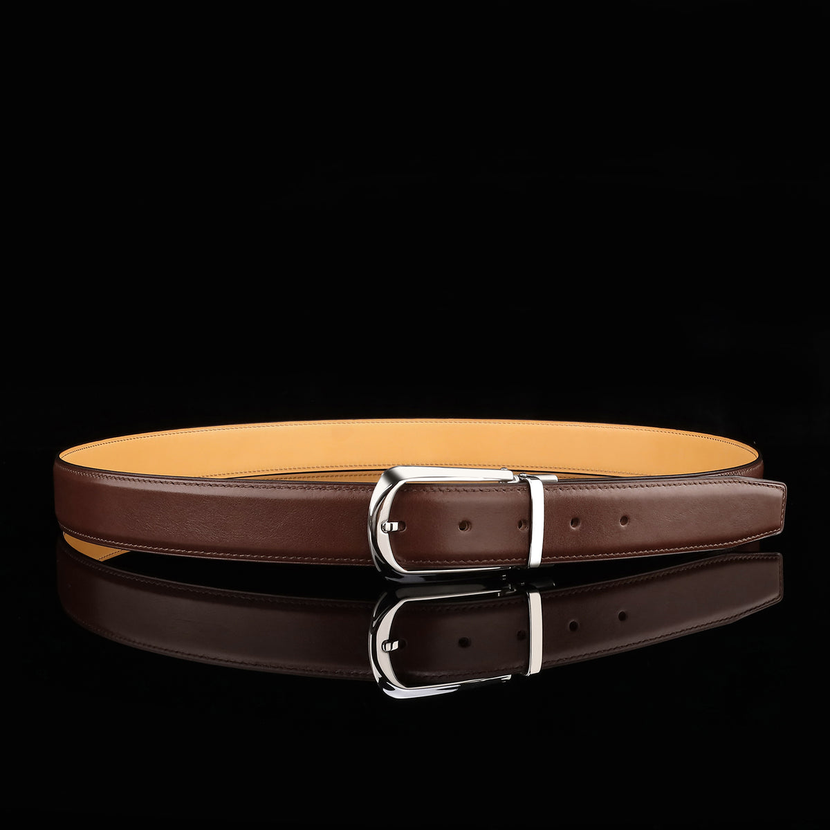 BELTLEY Brown Calfskin Leather Belt Size 30-48 Inches