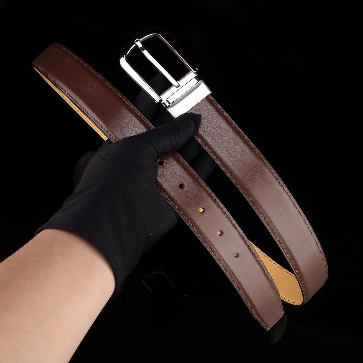 BELTLEY Brown Calfskin Leather Belt Size 30-48 Inches
