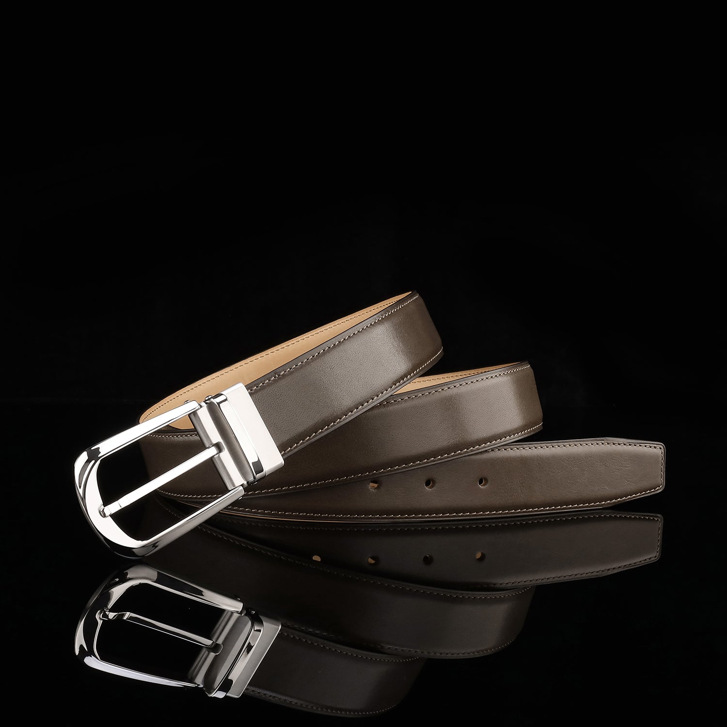 BELTLEY Brown Calfskin Leather Belt Size 30-48 Inches