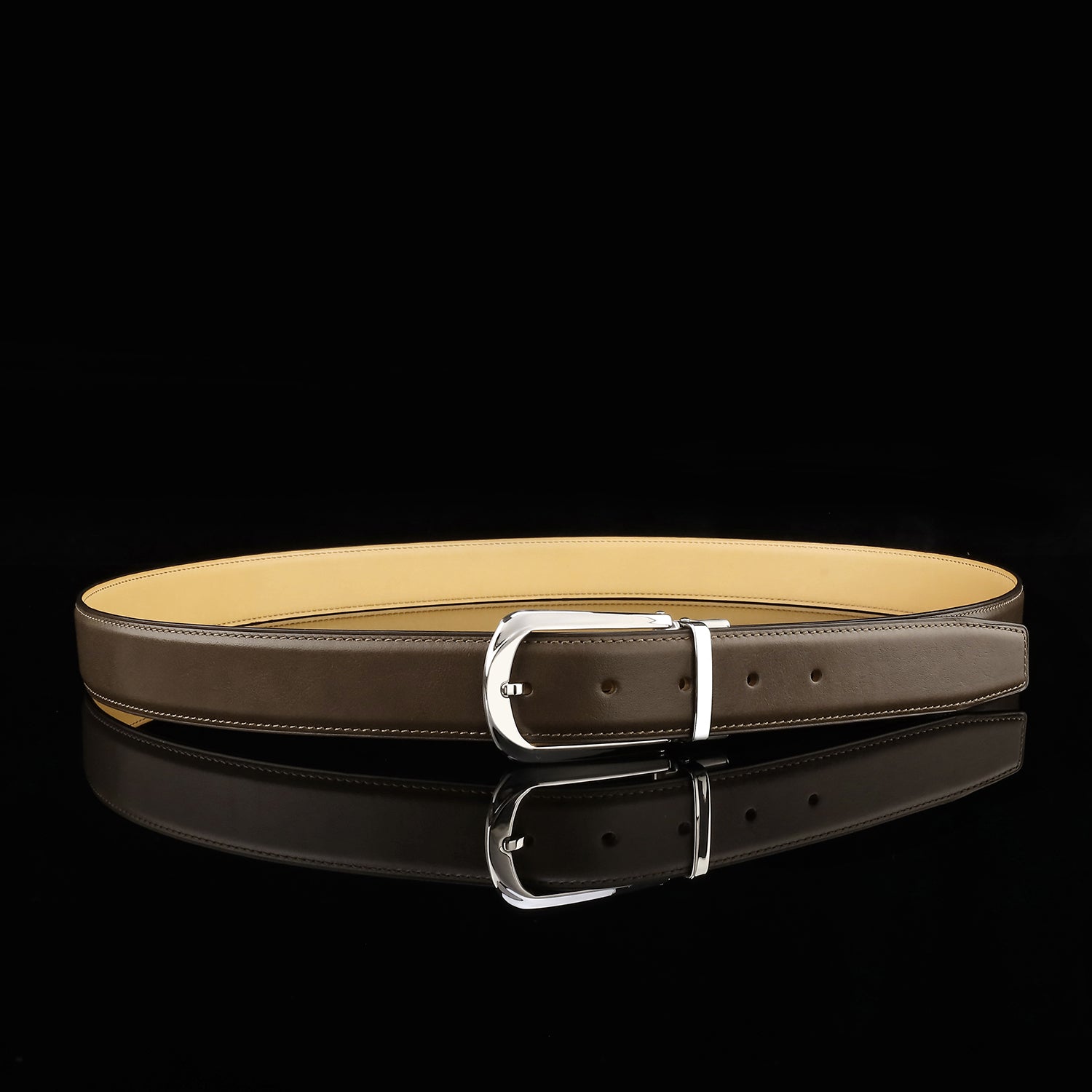 BELTLEY Brown Calfskin Leather Belt Size 30-48 Inches