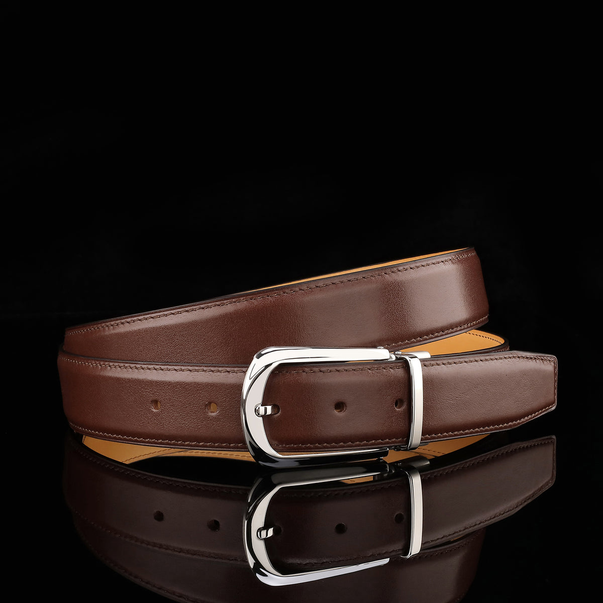 BELTLEY Brown Calfskin Leather Belt Size 30-48 Inches