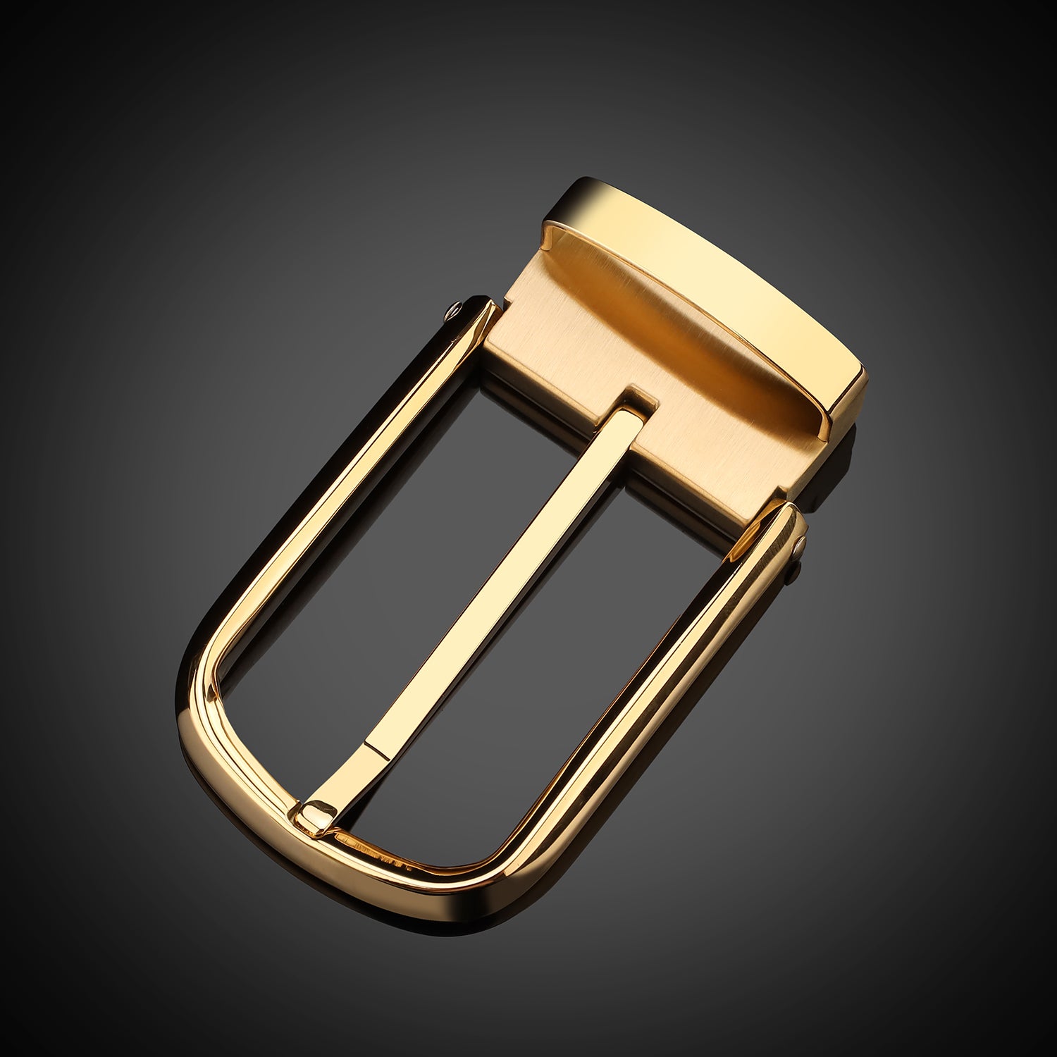 BELTLEY Brown Calfskin Leather Belt with Gold  Prong Buckle