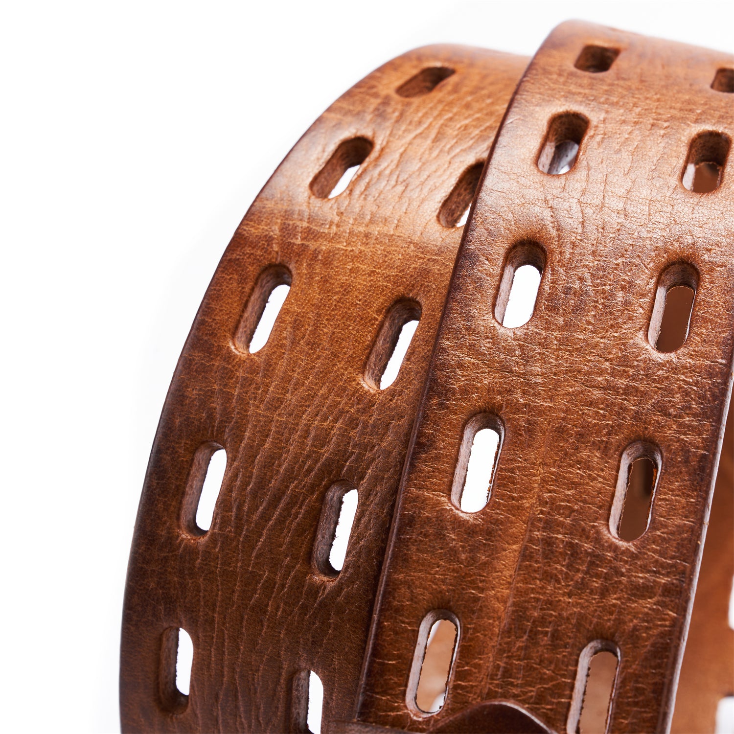 BELTLEY Brown Double Prong Leather Belt for Men-1.5 inches
