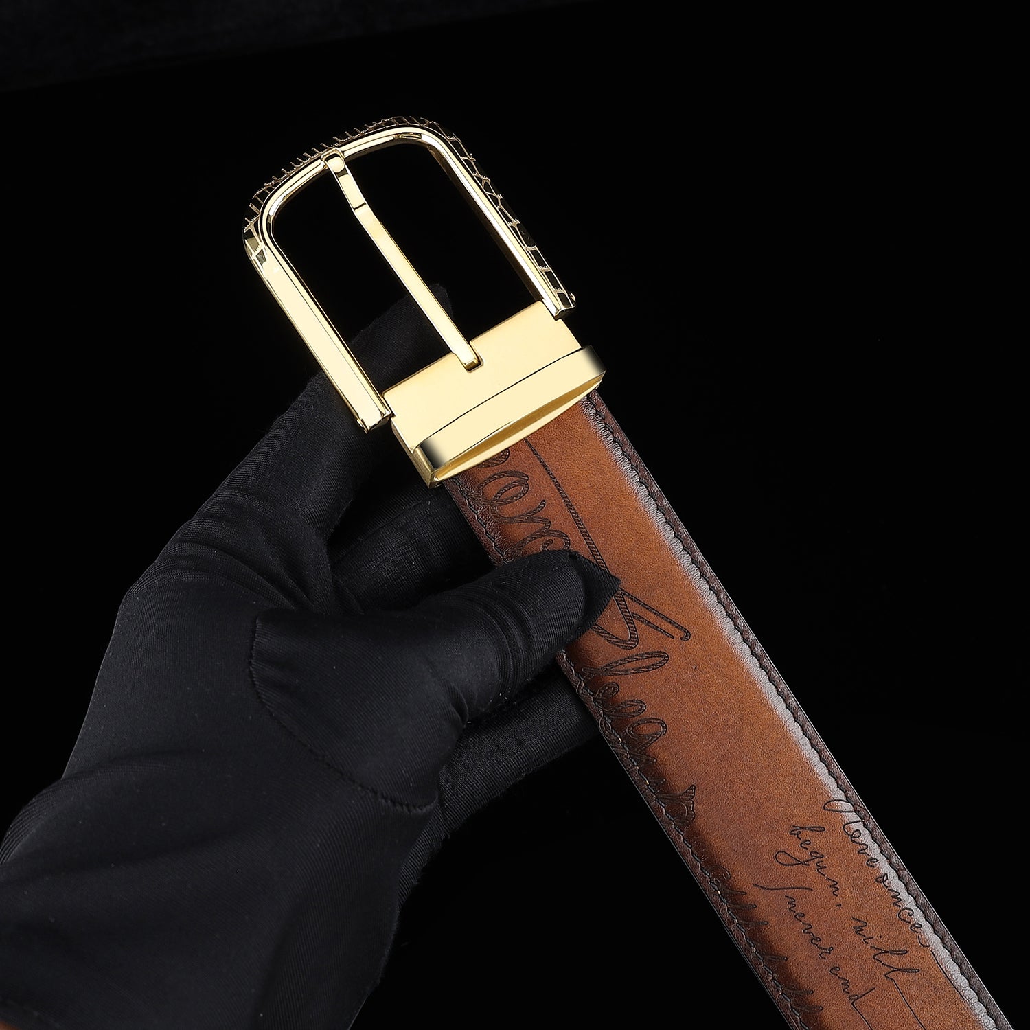 BELTLEY Brown Hand-Rubbed Patina Belt for Men