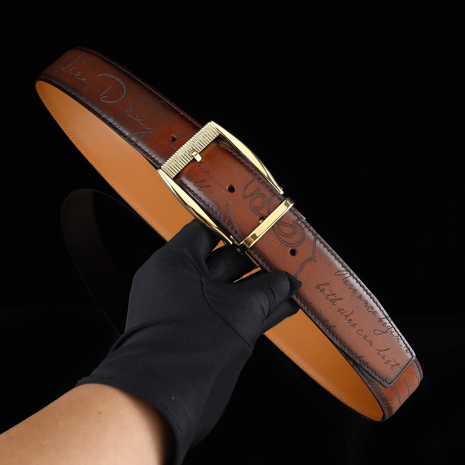 BELTLEY Brown Hand-Rubbed Patina Casual Belt 1.5 Inches
