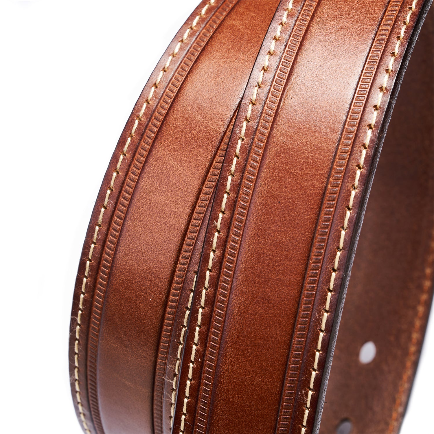 BELTLEY Brown Unisex  Leather Belt 35MM -Box Frame Bronze Buckle