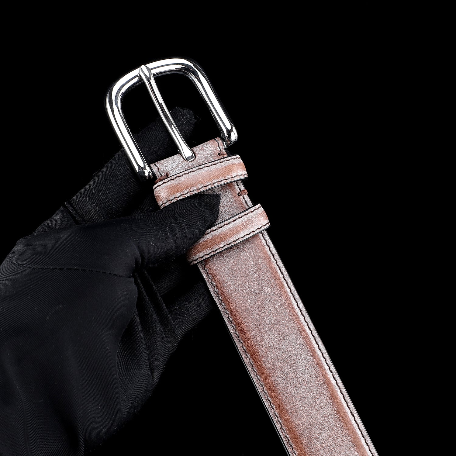 BELTLEY Brown Waxed Leather Belt – 1.38” Bridle Leather