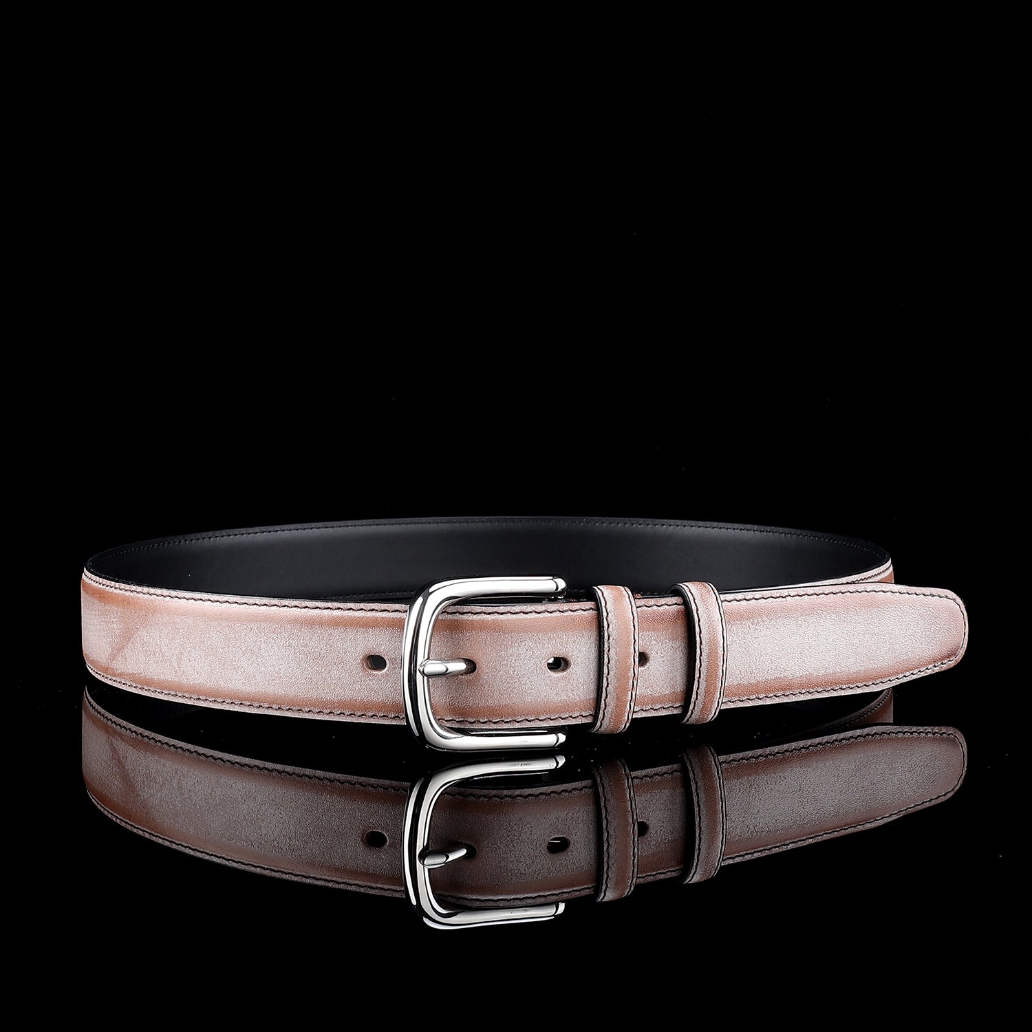 BELTLEY Brown Waxed Leather Belt – 1.38” Bridle Leather