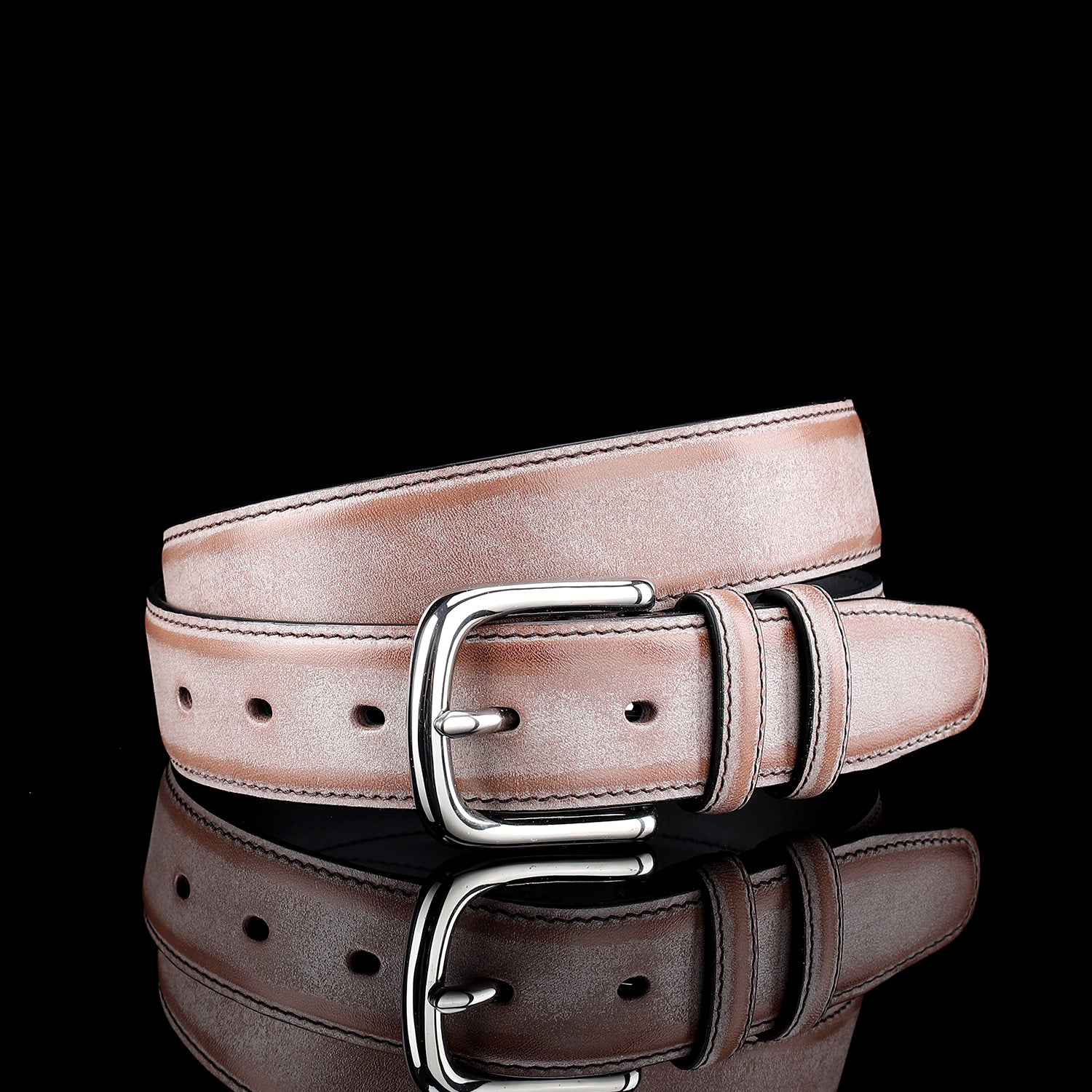 BELTLEY Brown Waxed Leather Belt – 1.38” Bridle Leather