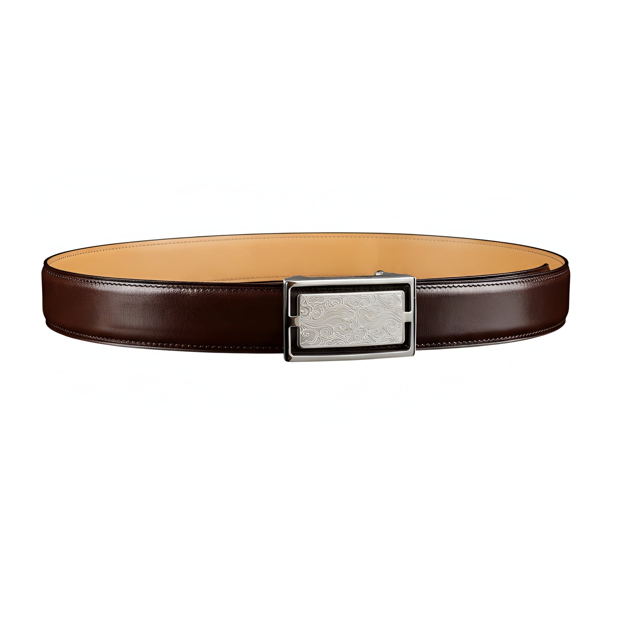 Calfskin Leather Belt with Cloud-Inspired Buckle — side detail | BELTLEY