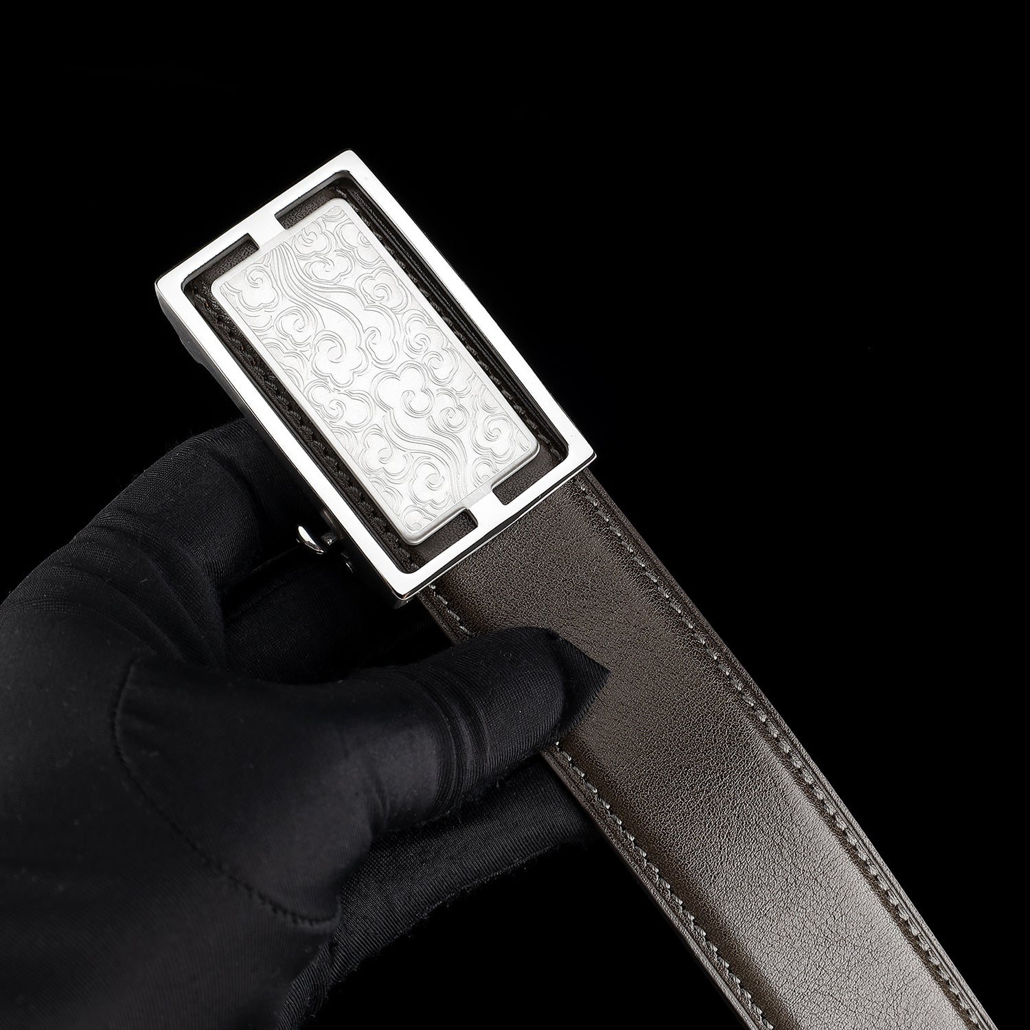 Calfskin Leather Belt with Cloud-Inspired Buckle — additional view 12 | BELTLEY