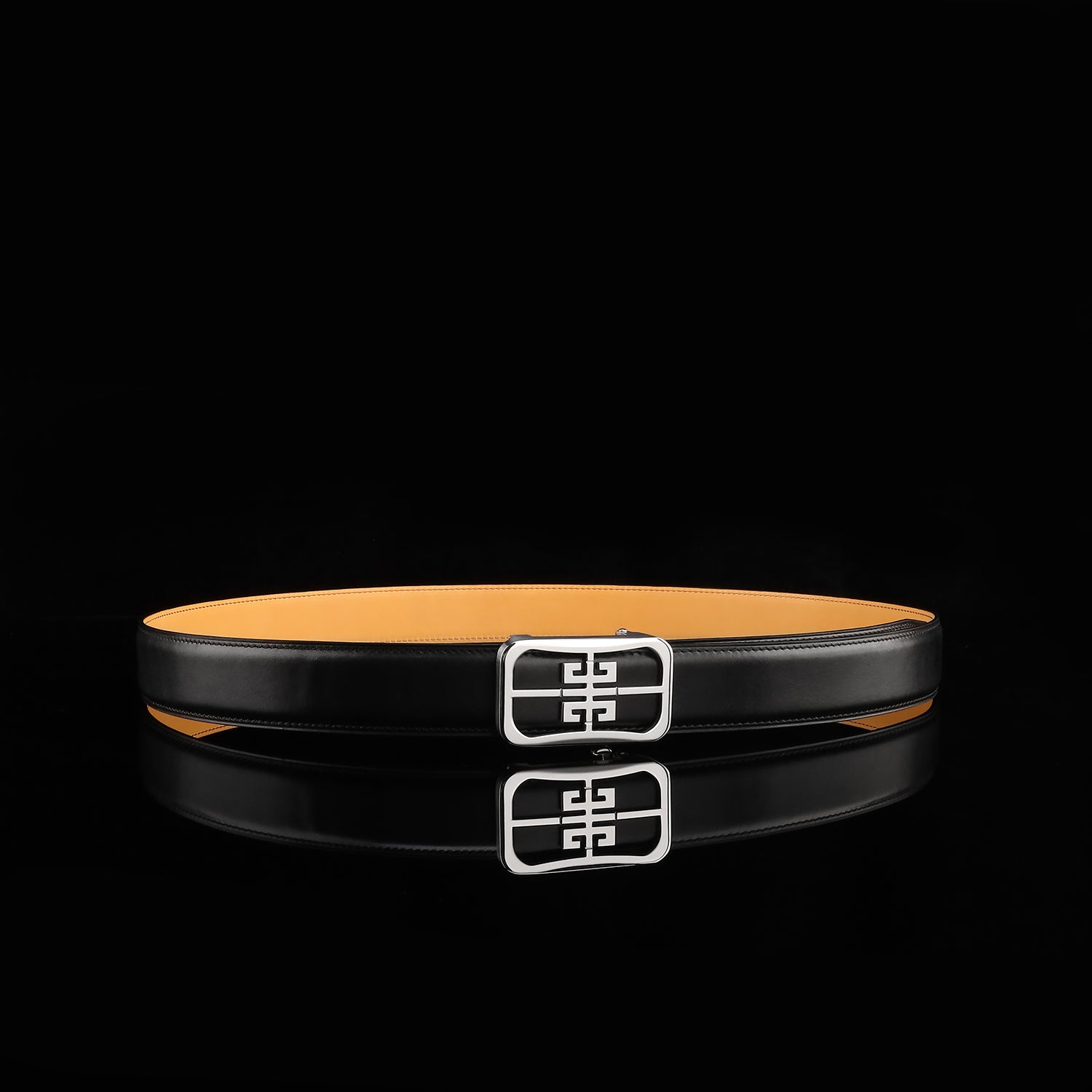 BELTLEY Calfskin Leather Belt with Ratchet Buckle