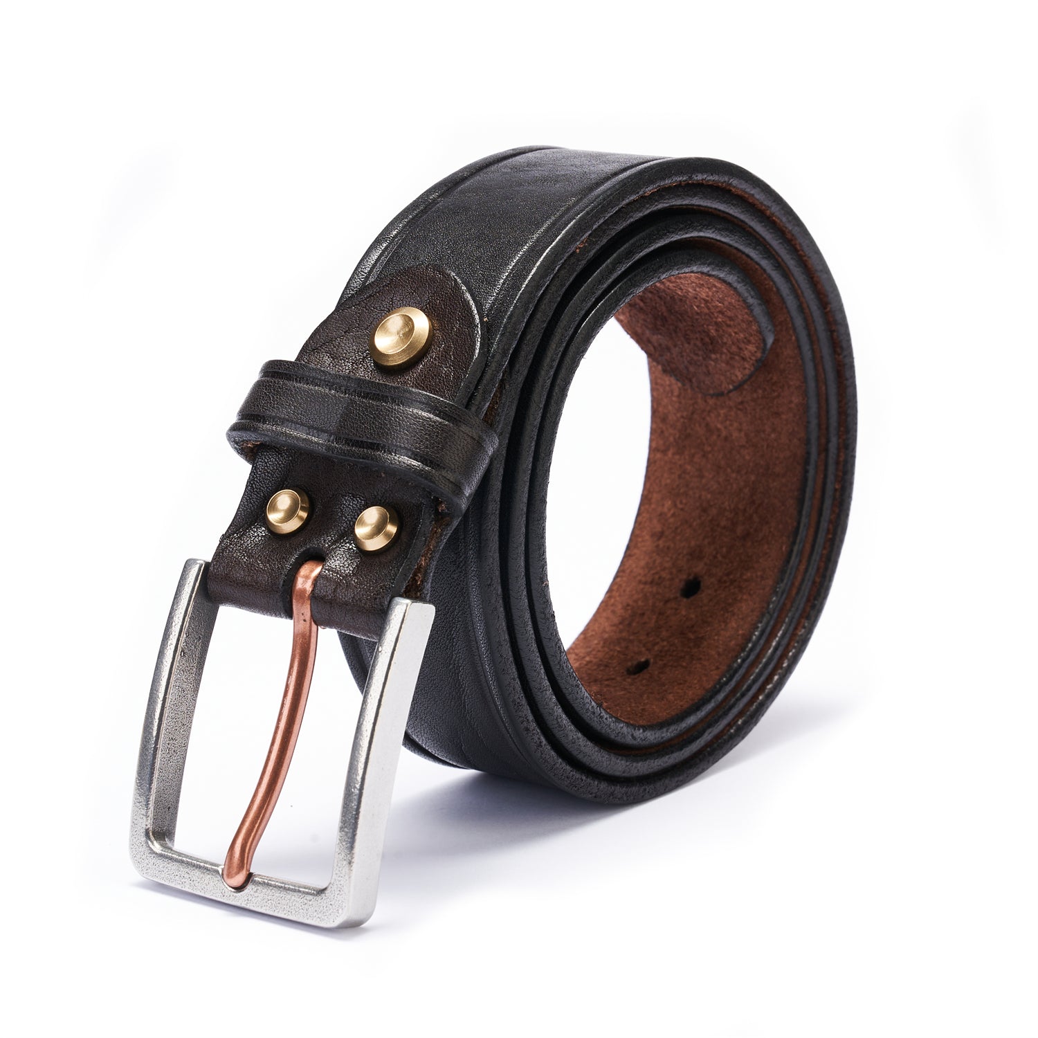 BELTLEY Casual Black Belt 1.5 - Full-Grain Leather & Stainless Steel Buckle