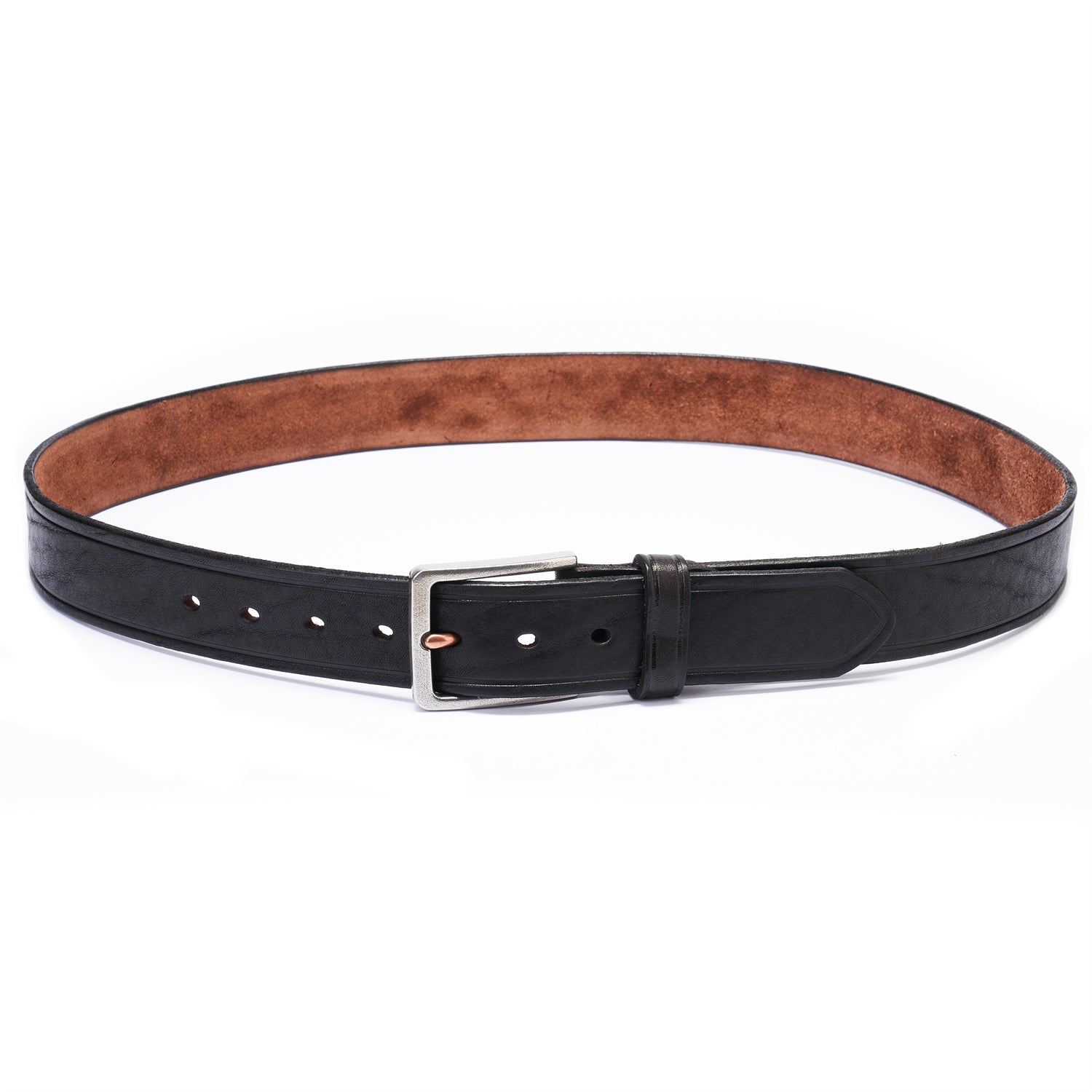 BELTLEY Casual Black Belt 1.5 - Full-Grain Leather & Stainless Steel Buckle