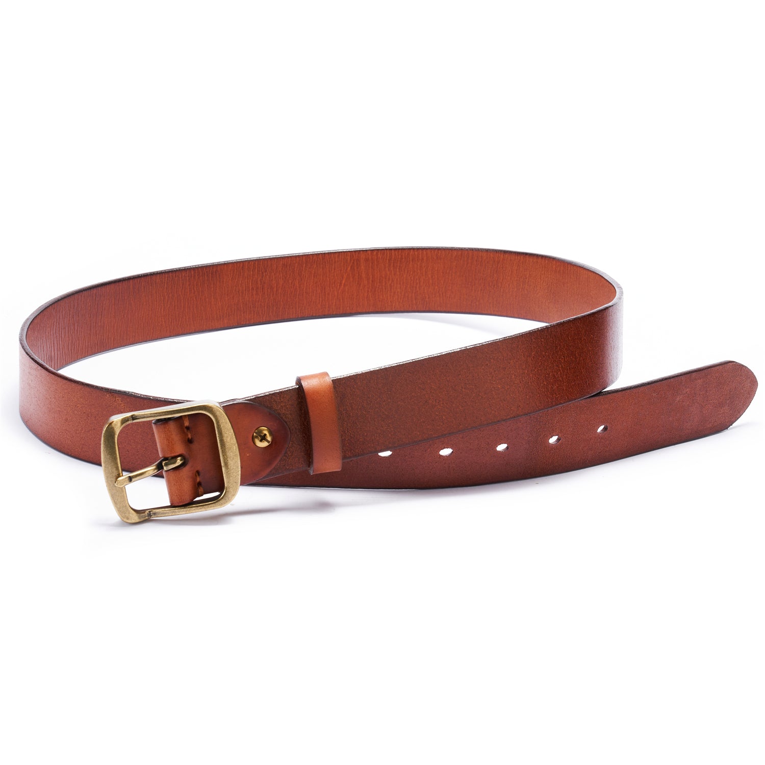 BELTLEY Chestnut Full Grain Leather Belt-Unisex 1.25 Inches