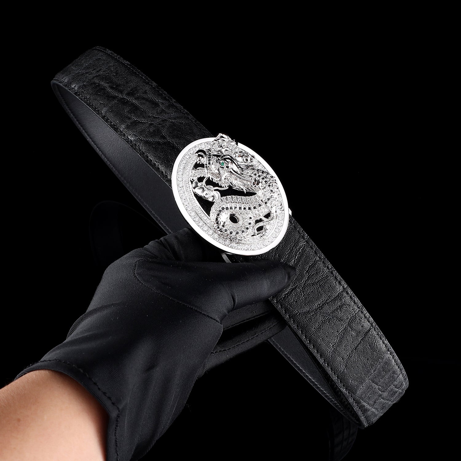 BELTLEY Chinese dragon silver Buckle belt Elephant -3D Long. Jewelry Drade Buckle