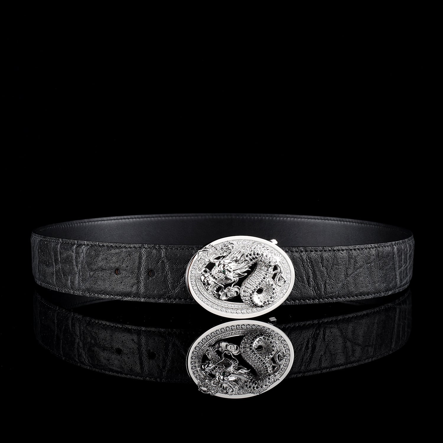 BELTLEY Chinese dragon silver Buckle belt Elephant -3D Long. Jewelry Drade Buckle