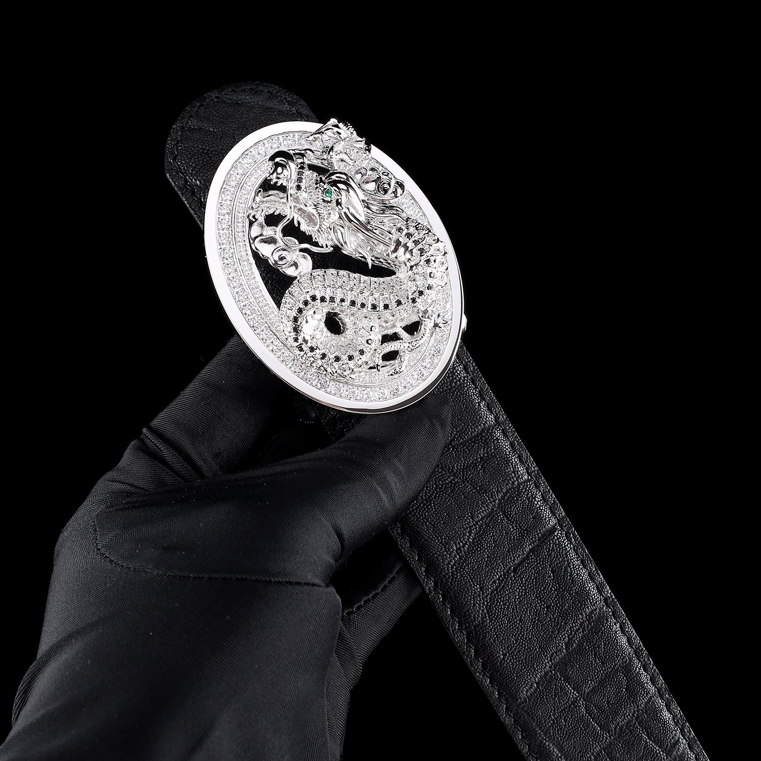 BELTLEY Chinese dragon silver Buckle belt Elephant -3D Long. Jewelry Drade Buckle